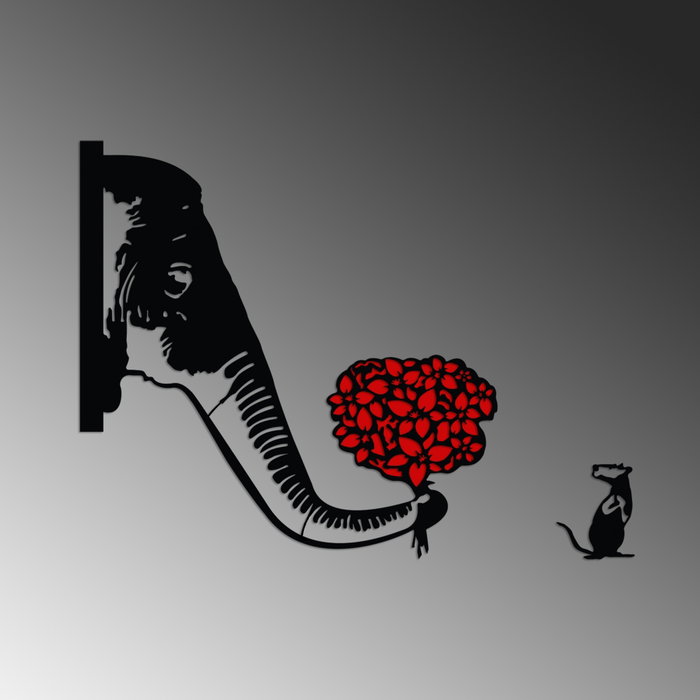 Wallity Banksy Metal 04 Escultura de pared Negro y Rojo